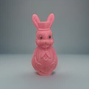 Vintage 1950’s Easter Bunny Candy Holder Pink Egg Shape Collectible Holiday 5” T